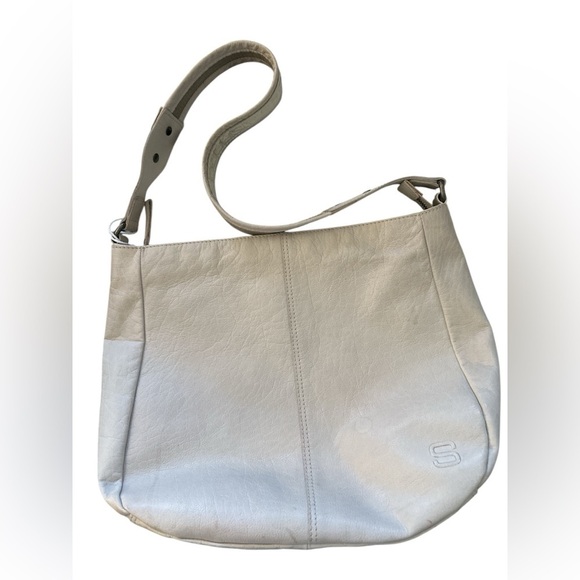 Spikes and Sparrow White Leather Shoulder Bag Purse - Picture 2 of 9